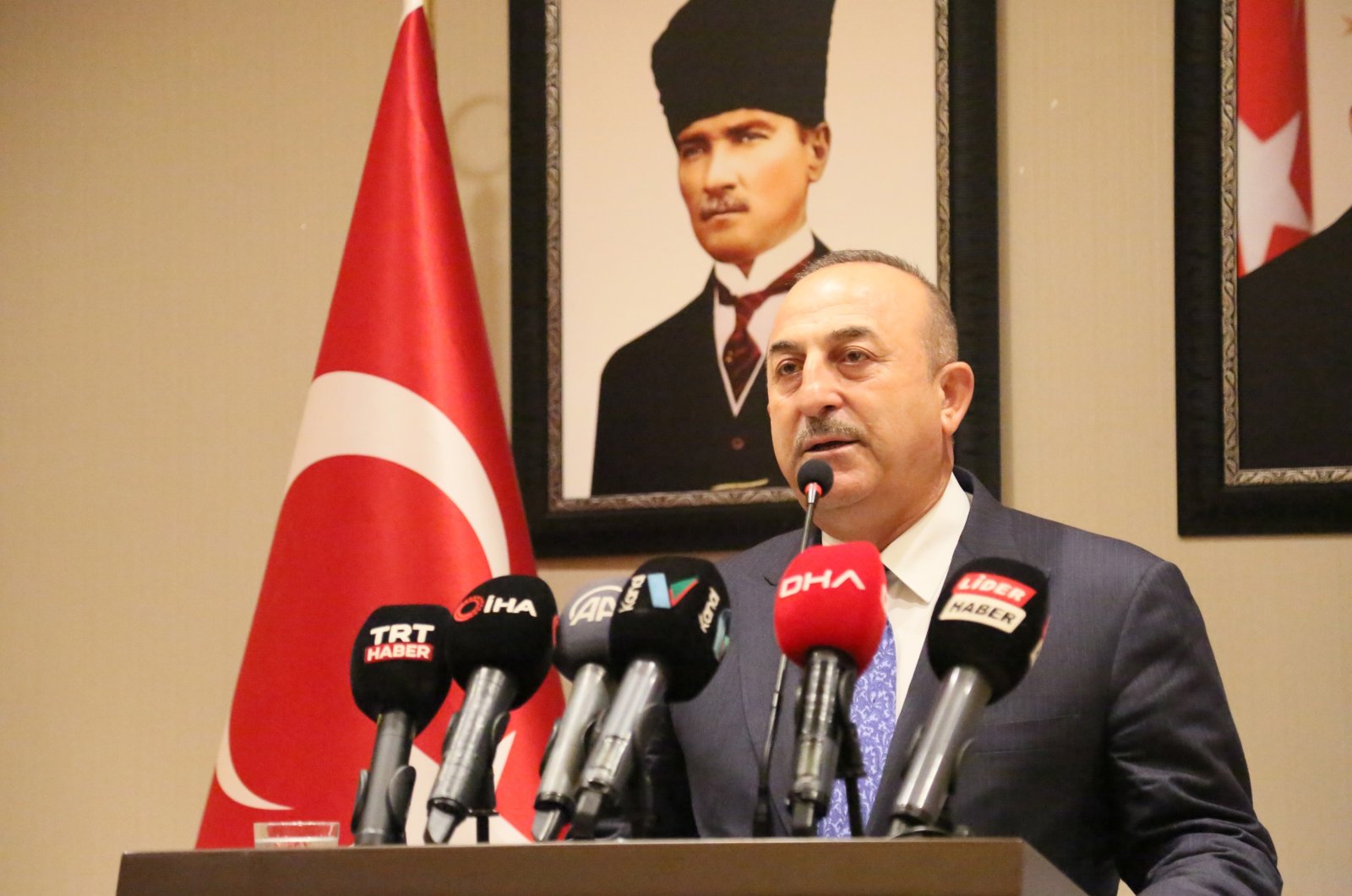 Foreign Minister Mevlüt Çavuşoğlu speaks at an event in Antalya, Türkiye, in this undated photo. (DHA Photo)
