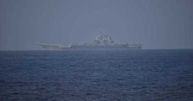 Chinese aircraft carrier Shandong sails in Pacific Ocean waters, about 300 kilometers (186 miles) south of Okinawa prefecture, Japan, April 5, 2023. (Reuters Photo)
