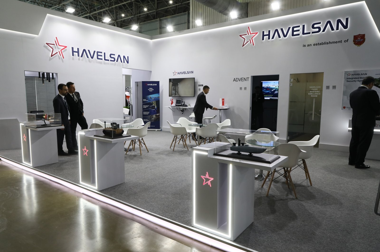 The Havelsan booth at the 16th International Maritime and Aviation Fair (LIMA 2023) held in Langkawi Island, Malaysia, May 25, 2023. (AA Photo)
