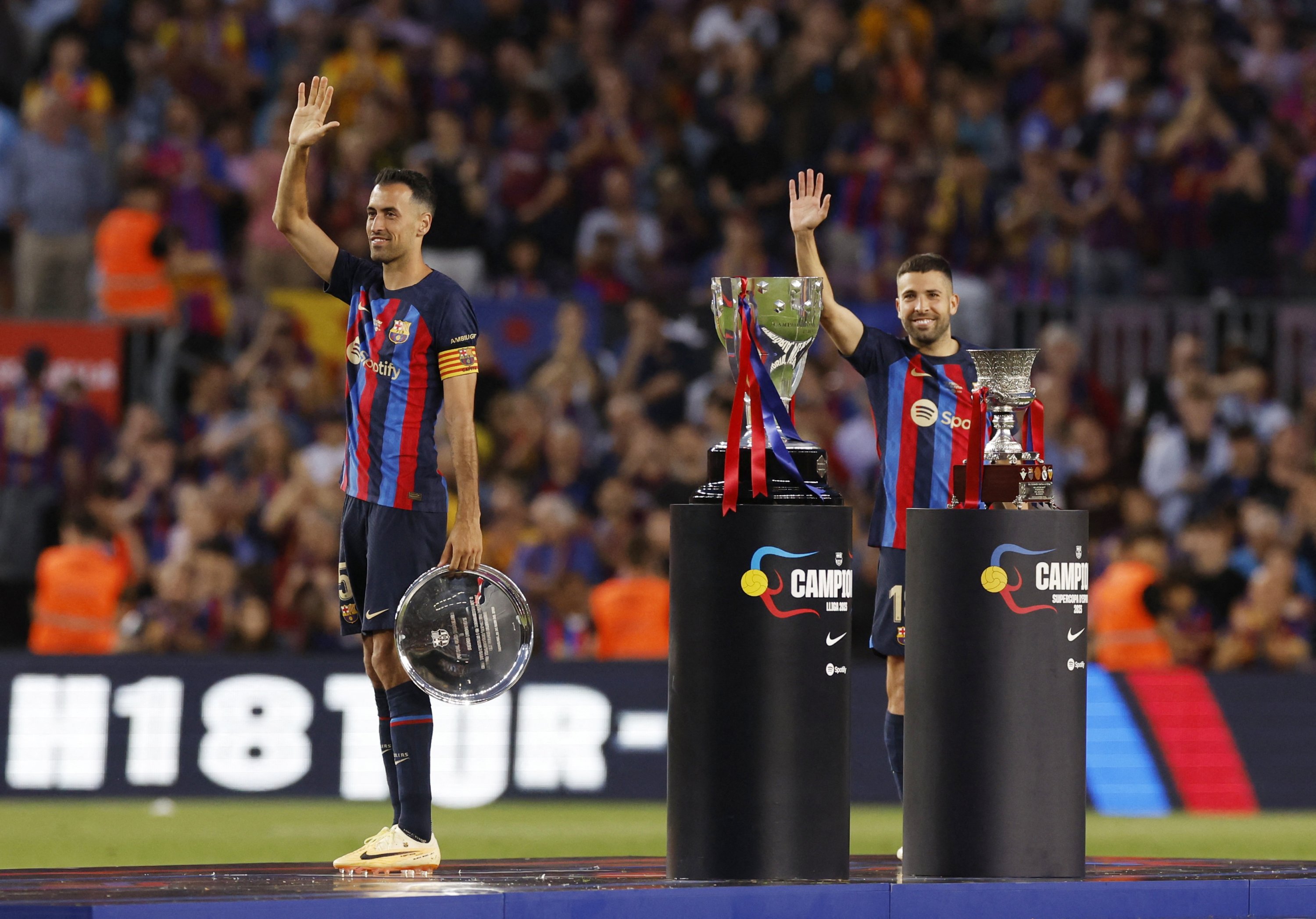 Sergio Busquets and Jordi Alba bids farewell to Culers at Camp Nou(May 28th 2023)