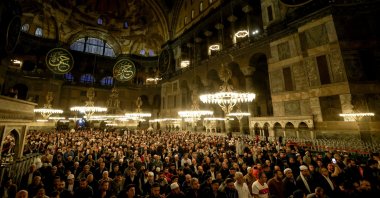 The 570th anniversary of the Istanbul conquest was marked with high participation of citizens in Istanbul's monumental Hagia Sophia Grand Mosque, Türkiye, May 29, 2023. (AA Photo)