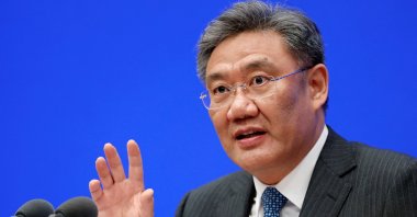 Chinese Commerce Minister Wang Wentao speaks at a news conference in Beijing, China, March 2, 2023. (Reuters Photo)