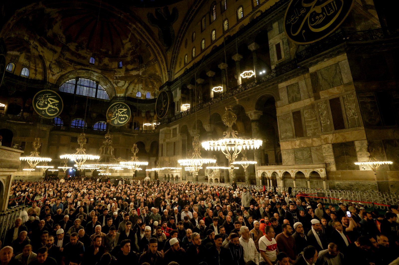 The 570th anniversary of the Istanbul conquest was marked with high participation of citizens in Istanbul&#039;s monumental Hagia Sophia Grand Mosque, Türkiye, May 29, 2023. (AA Photo)