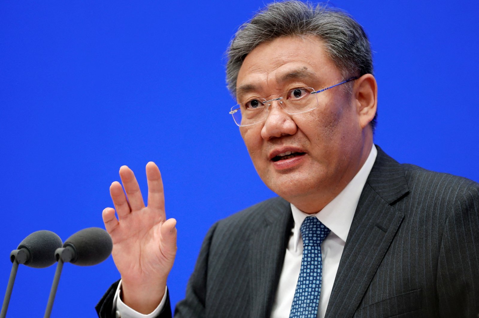 Chinese Commerce Minister Wang Wentao speaks at a news conference in Beijing, China, March 2, 2023. (Reuters Photo)