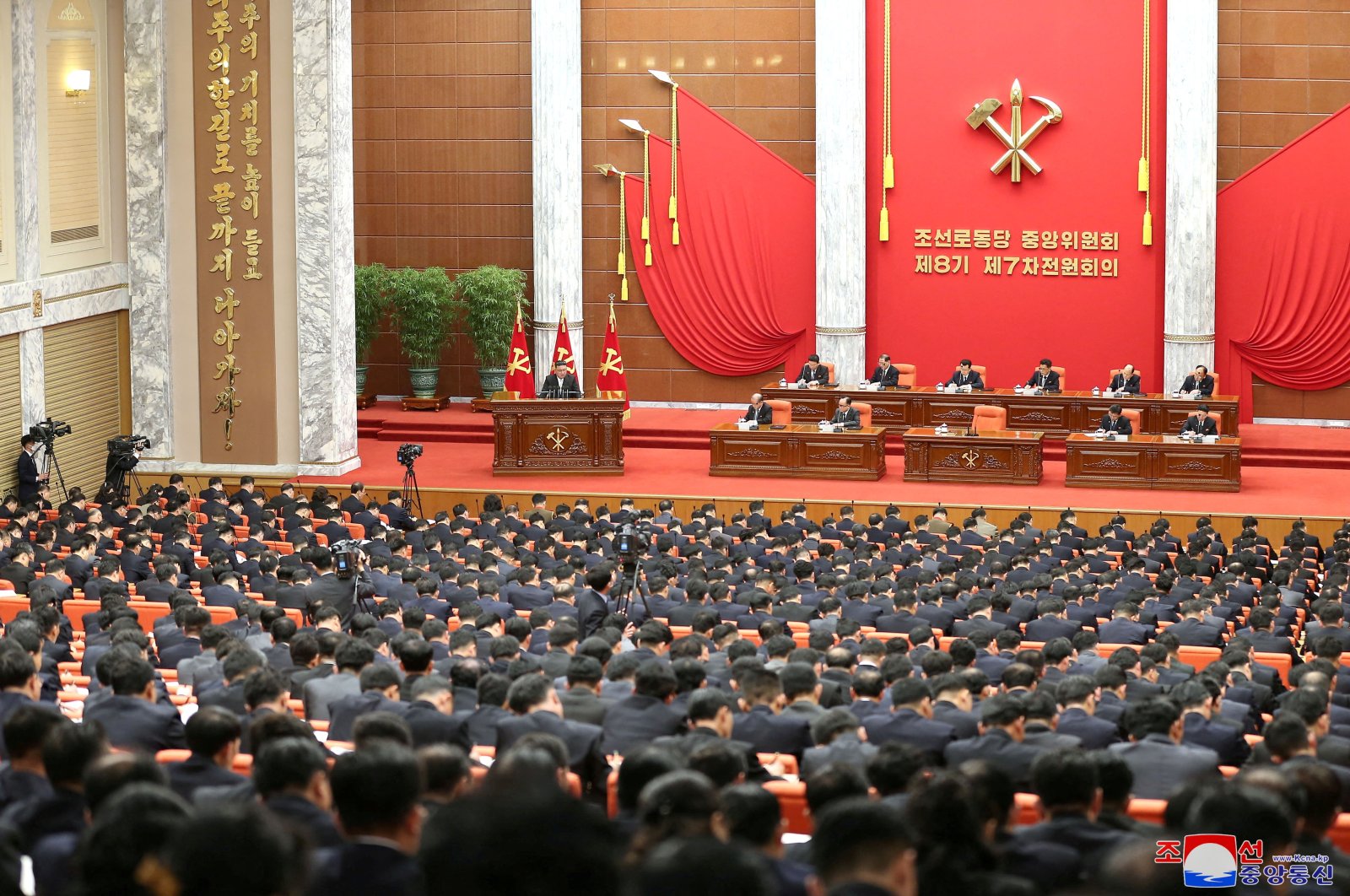 North Korean leader Kim Jong Un attends the 7th enlarged plenary meeting of the 8th Central Committee of the Workers&#039; Party of Korea (WPK) in Pyongyang, North Korea, March 1, 2023, (KCNA via Reuters Photo)