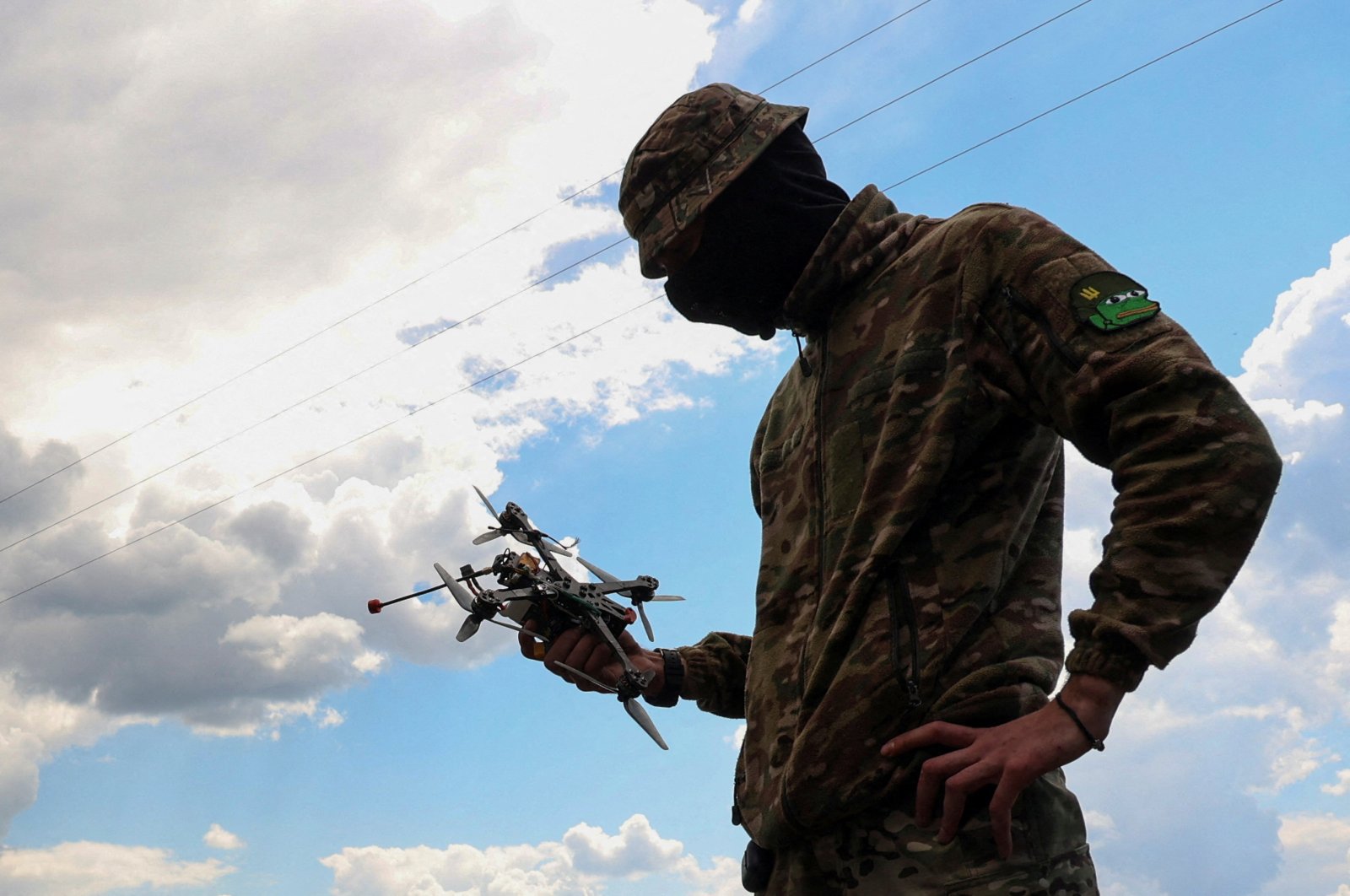 A Ukrainian marine holds a FPV-drone during a flight training, amid Russia&#039;s attack on Ukraine, in Dnipropetrovsk region, Ukraine, May 15, 2023. (Reuters Photo)