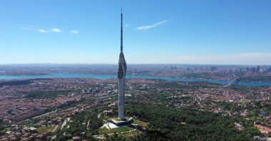 Aerial view of Çamlıca Tower, Istanbul, Türkiye, May 31, 2021. (AA Photo)