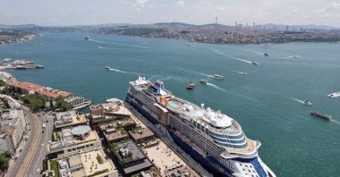 Istanbul&#039;s Karaköy Galataport welcomes two cruise ships, showcasing the city&#039;s stunning views, Istanbul, Türkiye, May 22, 2023. (IHA Photo)