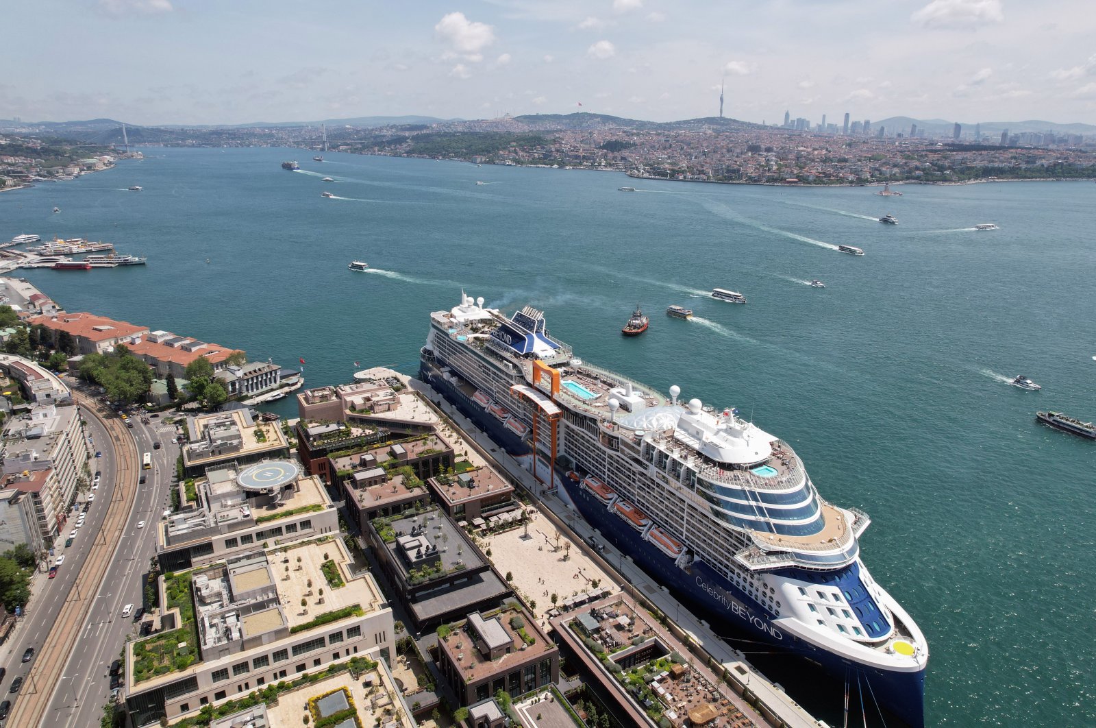 Istanbul&#039;s Karaköy Galataport welcomes two cruise ships, showcasing the city&#039;s stunning views, Istanbul, Türkiye, May 22, 2023. (IHA Photo)