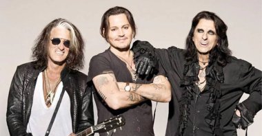 Hollywood Vampires Joe Perry (L), Johnny Depp (C) and Alice Cooper. (Shutterstock Photo)