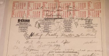 A manuscript of working lyrics for &quot;Bohemian Rhapsody,&quot; are displayed during Sotheby&#039;s &quot;Freddie Mercury: A World of His Own&quot; press preview in New York, U.S., June 1, 2023. (Reuters Photo)