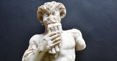 A fragment of the statue of Pan, the Greek god of shepherds and flocks in Greek mythology, discovered in Saraçhane Archaeology Park, Istanbul, Türkiye, June 1, 2023. (DHA Photo)
