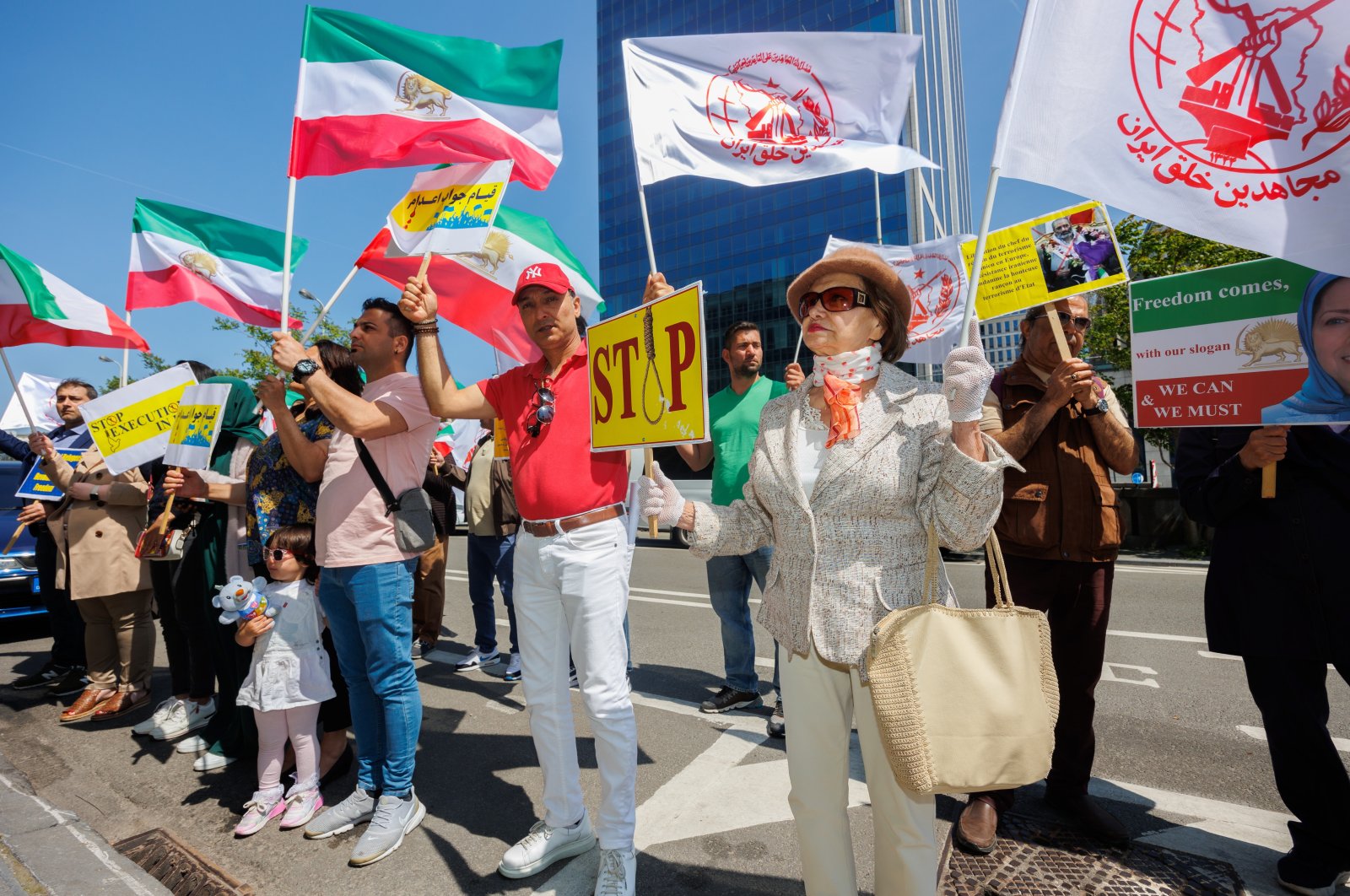 Iranian refugees rally against executions in Iran, in front of the building of the Commissariat for Refugees, Brussels, Belgium, June 1, 2023. (EPA Photo)