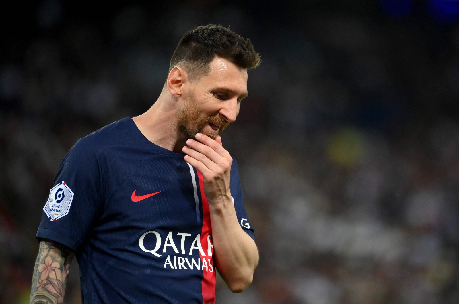 PSG&#039;s Argentine forward Lionel Messi reacts during a French Ligue 1 match, Paris, France, June 3, 2023. (AFP Photo)