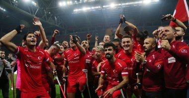 Turkish amputee national team celebrate winning the World Cup after beating Angola, Istanbul, Türkiye, Oct. 9, 2022. (AA Photo)