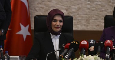 Minister of Family and Social Services Mahinur Özdemir Göktaş attends the handover ceremony, in the capital Ankara, Türkiye, June 5, 2023. (AA Photo) 