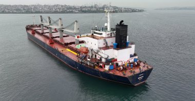 Liberia-flagged bulker Eneida, carrying grain under the Black Sea Grain Initiative, waits for inspection in the southern anchorage of Istanbul, Türkiye, May 17, 2023. (Reuters Photo)