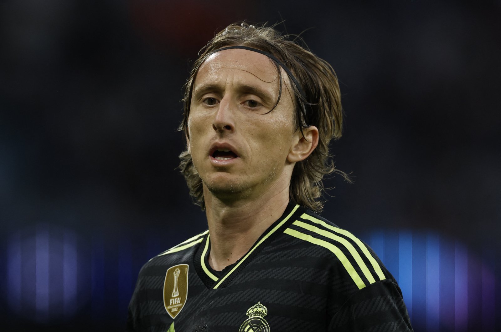 Real Madrid&#039;s Luka Modric reacts during UEFA Champions League match against Manchester City at the Etihad Stadium, Manchester, UK., May 17, 2023. (Reuters Photo)  