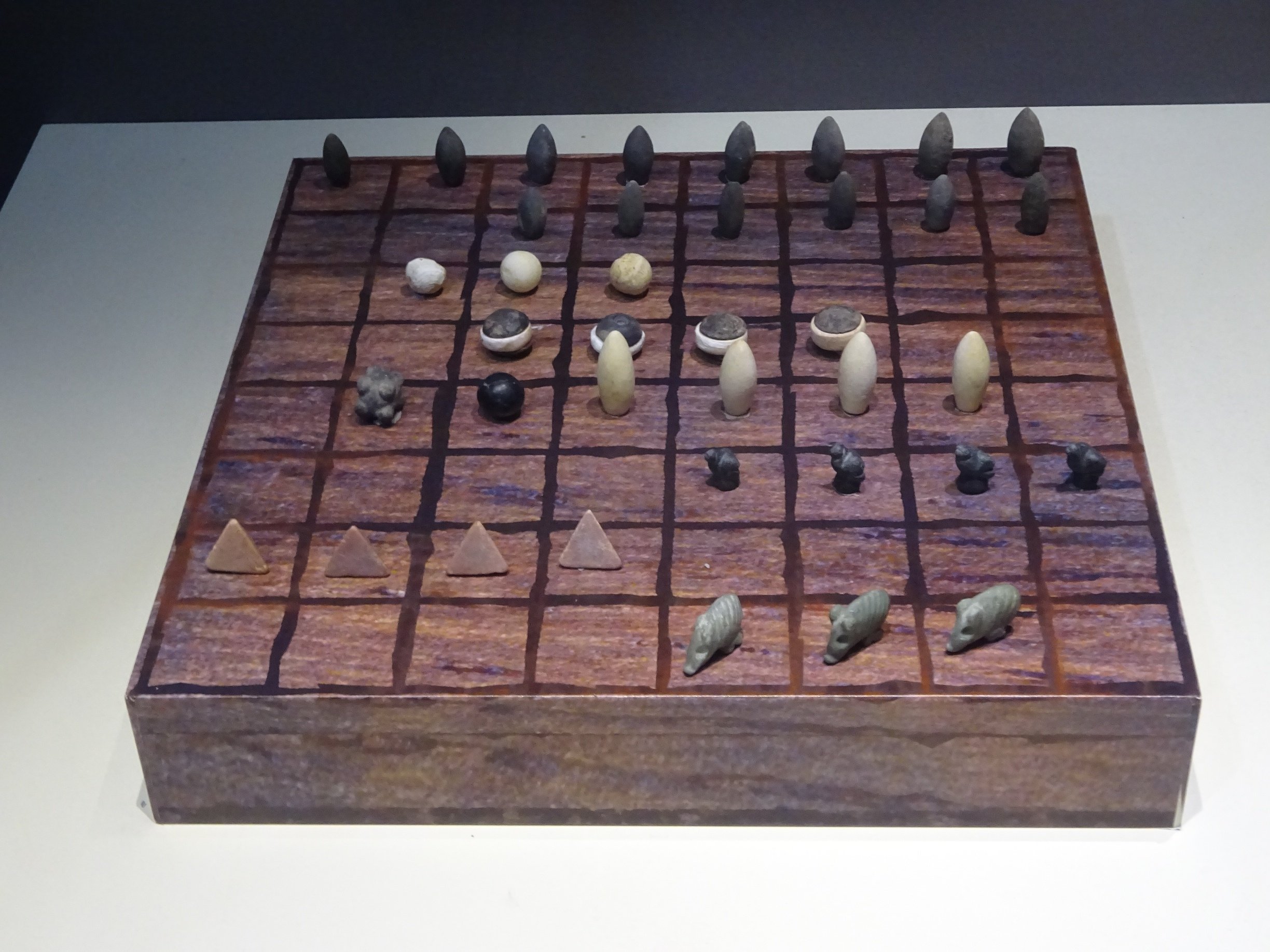 An old gaming board with pieces displayed at the Batman Museum, Batman, Türkiye, May 26, 2023. (Photo by Peter Dore)