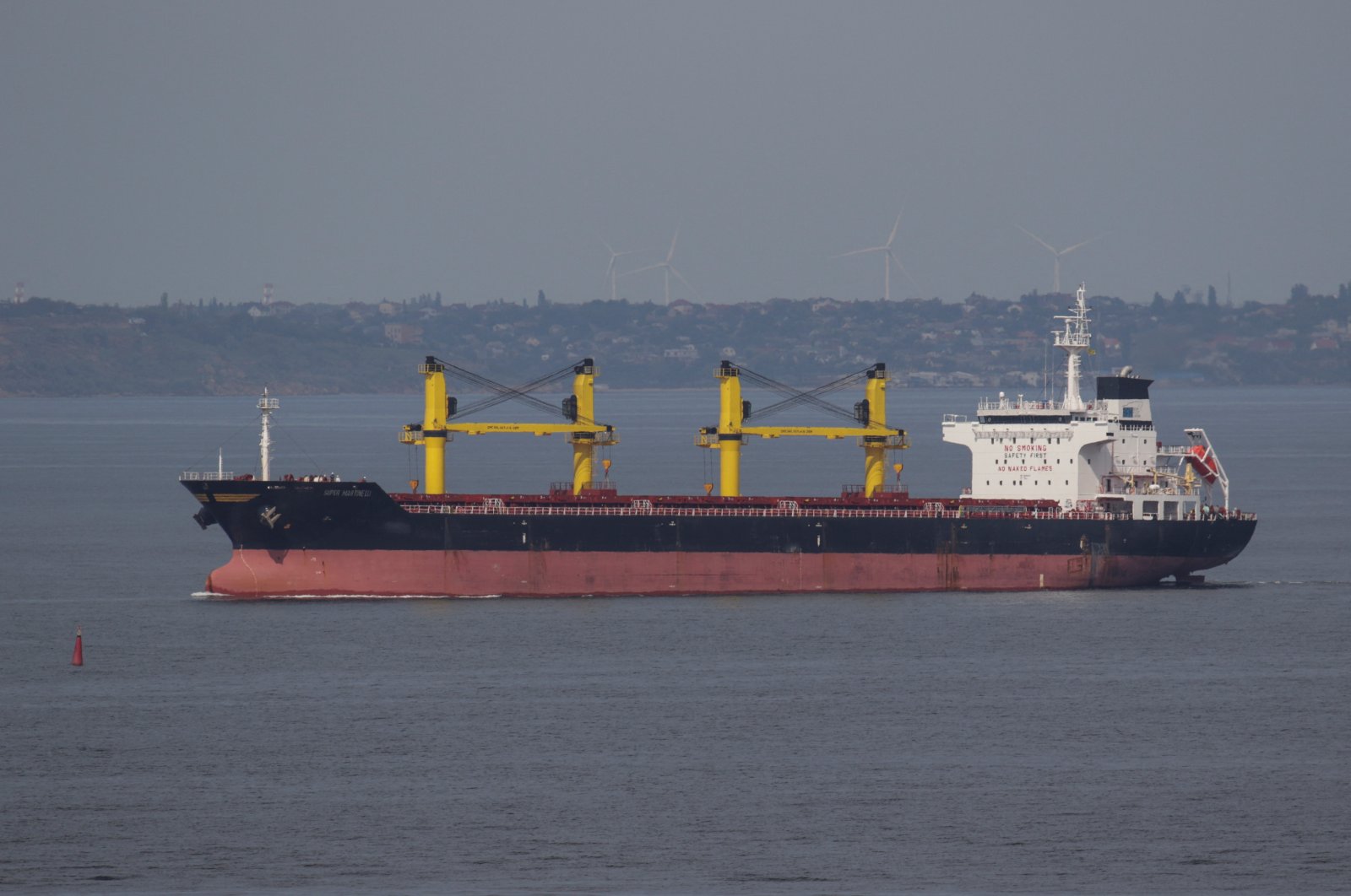 The Barbados-flagged bulk carrier Super Martinelli arrives at the seaport of Odessa after the restart of grain exports, amid Russia&#039;s attack on Ukraine, in Ukraine, May 21, 2023. (Reuters Photo)