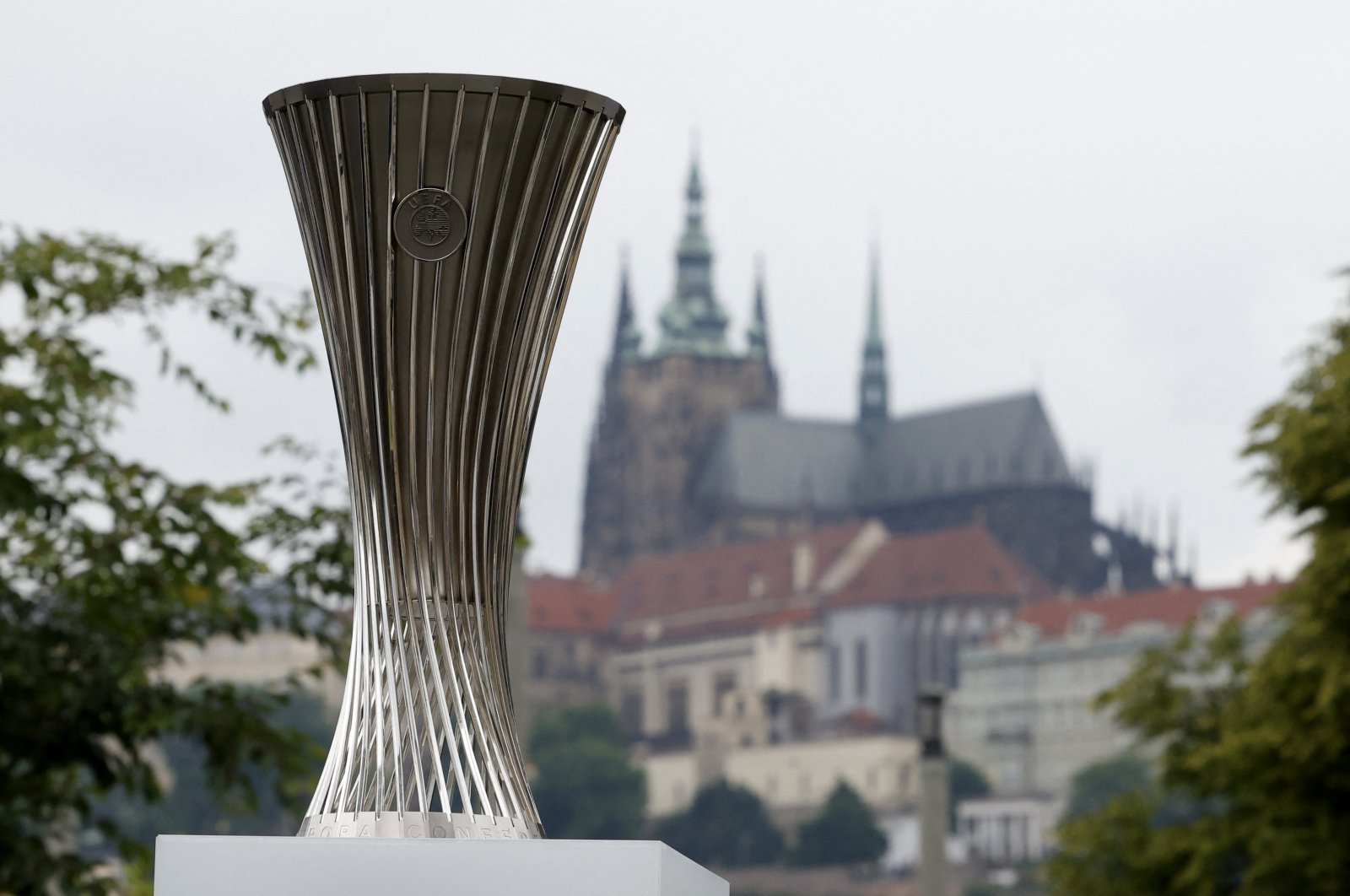 General view of the Europa Conference League trophy, Prague, Czech Republic, June 6, 2023. (Reuters Photo)
