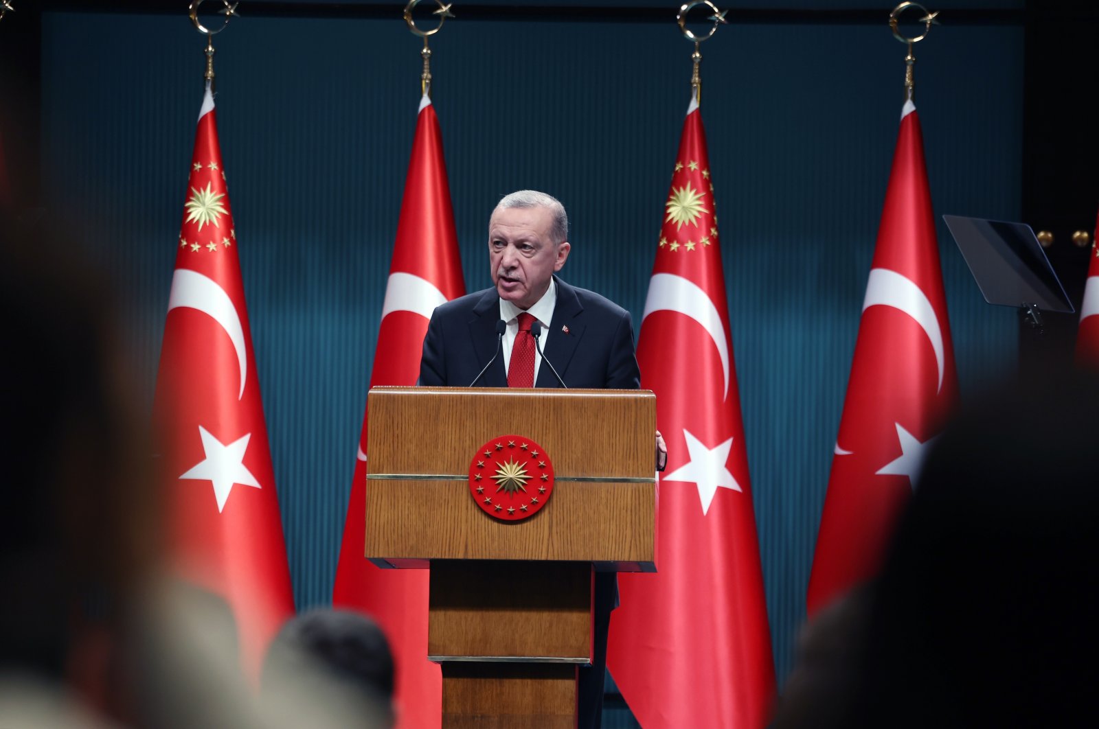President Recep Tayyip Erdoğan speaks to reporters following a Cabinet meeting in Ankara, June 6, 2023. (AA Photo)