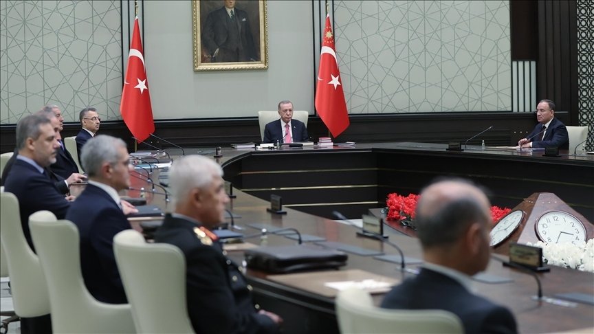 President Erdoğan chairs a National Security Council (MGK) meeting in the capital Ankara, Türkiye, March 30, 2023. (AA Photo)