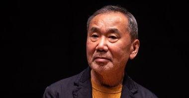 Japanese writer Haruki Murakami attends a press conference during a media preview of The Waseda International House of Literature, also known as Haruki Murakami Library, which is designed by Japanese architect Kengo Kuma, at Waseda University in Tokyo, Japan, Sept. 22, 2021. (AFP Photo)