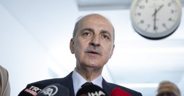 Numan Kurtulmuş, Istanbul representative and deputy chairperson of the ruling Justice and Development Party (AK Party), talks to reporters after formally applying for the post of parliamentary speaker in Ankara, Türkiye, June 6, 2023. (AA Photo)