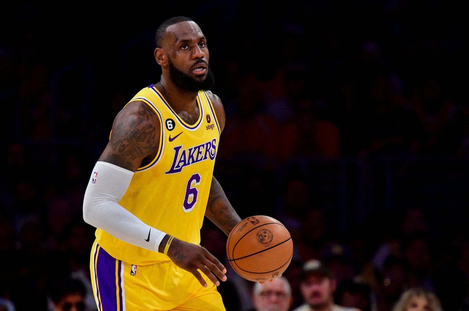 Los Angeles Lakers forward LeBron James drives to the basket against the Denver Nuggets during the third quarter in game four of the Western Conference Finals for the 2023 NBA playoffs at Crypto.com Arena, Los Angeles, U.S., May 22, 2023. (Reuters Photo)