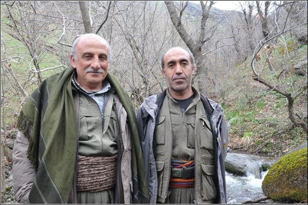 This undated photo shows Fehmi Öğmen (R) with Duran Kalkan, a senior figure of the terrorist group PKK in an unknown location. (AA Photo) 