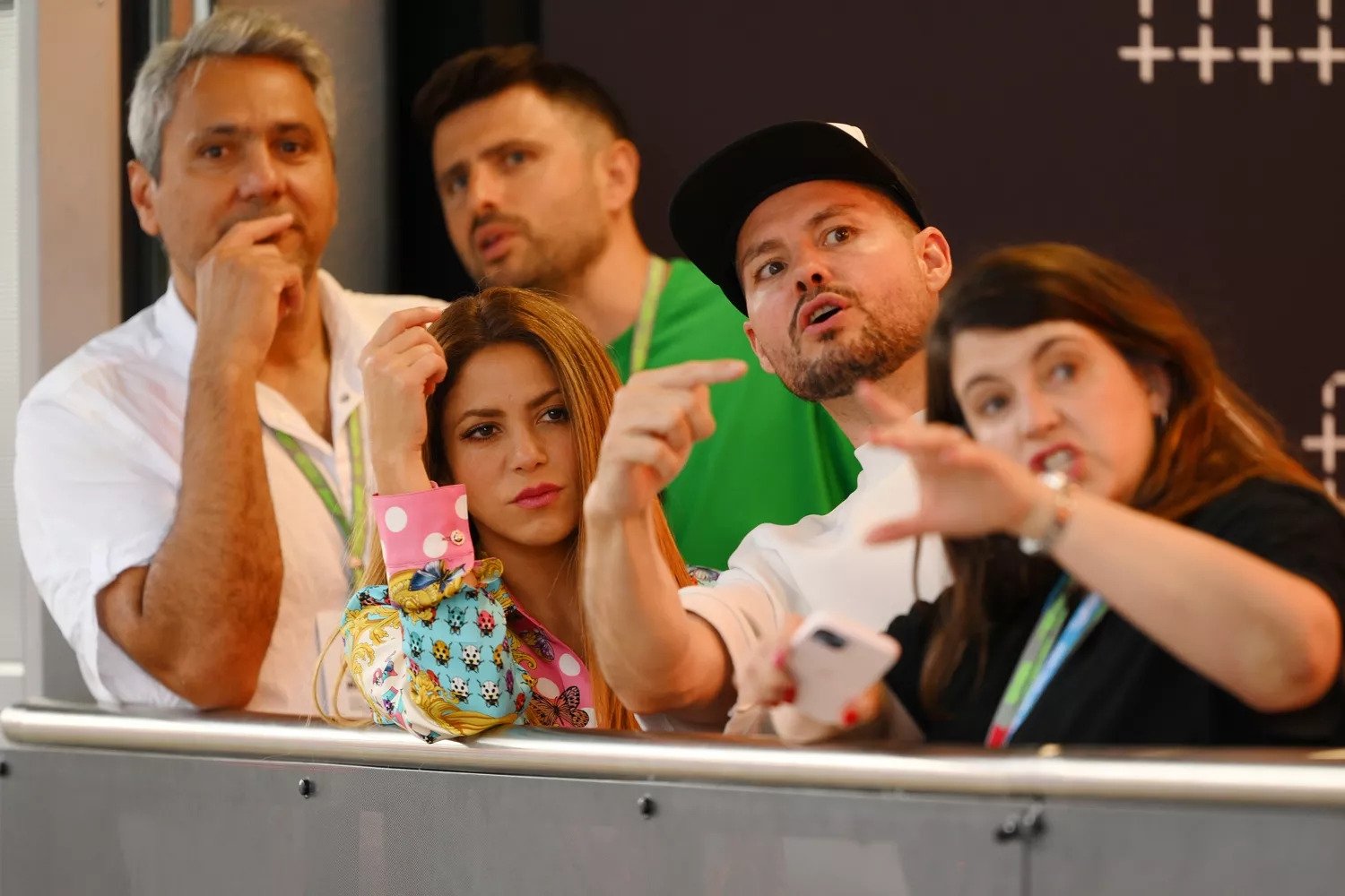 Shakira (C) reacts during the F1 Grand Prix of Spain at Circuit de Barcelona, Barcelona, Spain, June 4, 2023. (Getty Images Photo)