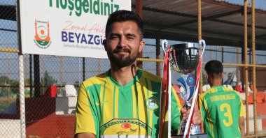 Şanlıurfa's deaf football team's Ahmet Çekilmez poses for a photo after promotion to the Süper Lig, Şanlıurfa, Türkiye, June 5, 2023. (AA Photo)