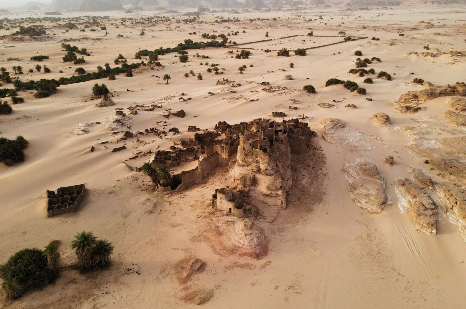 An aerial view of the fortress of Djaba, a fortress that dates back more than 200 years, near Djado, Niger, May 21, 2023. (AFP Photo)