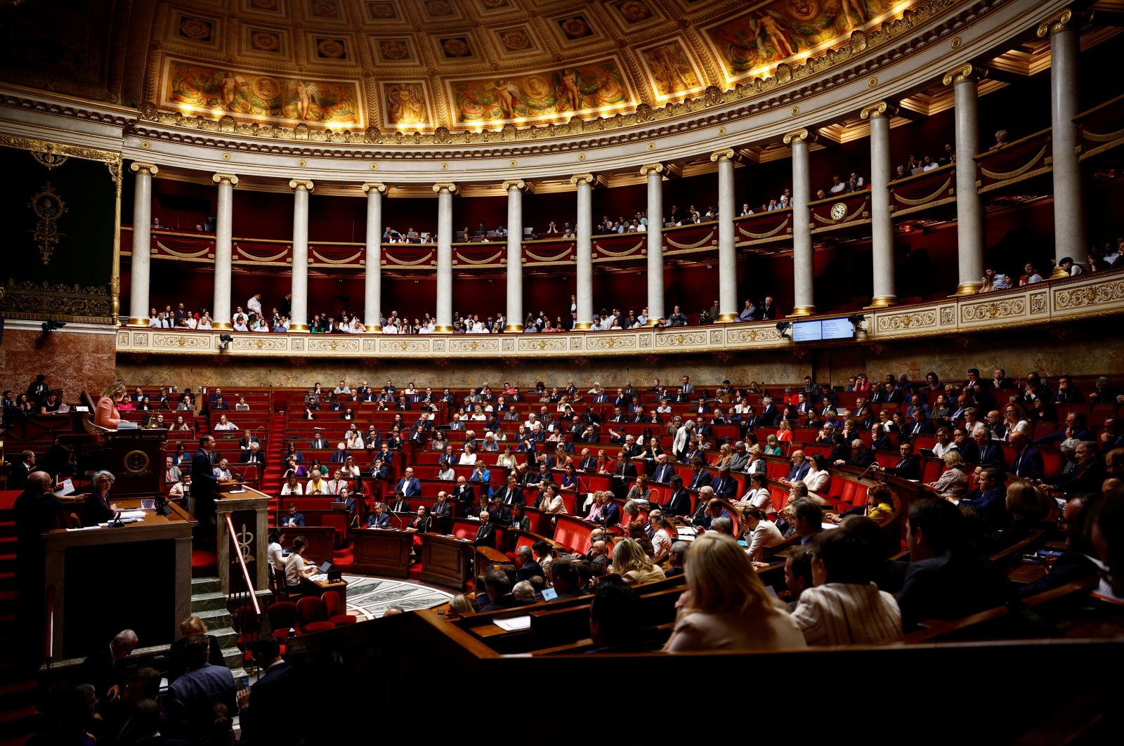 A general view of a meeting held over the pension reform debate at the French Parliament in Paris, France, June 8, 2023. (Reuters Photo)