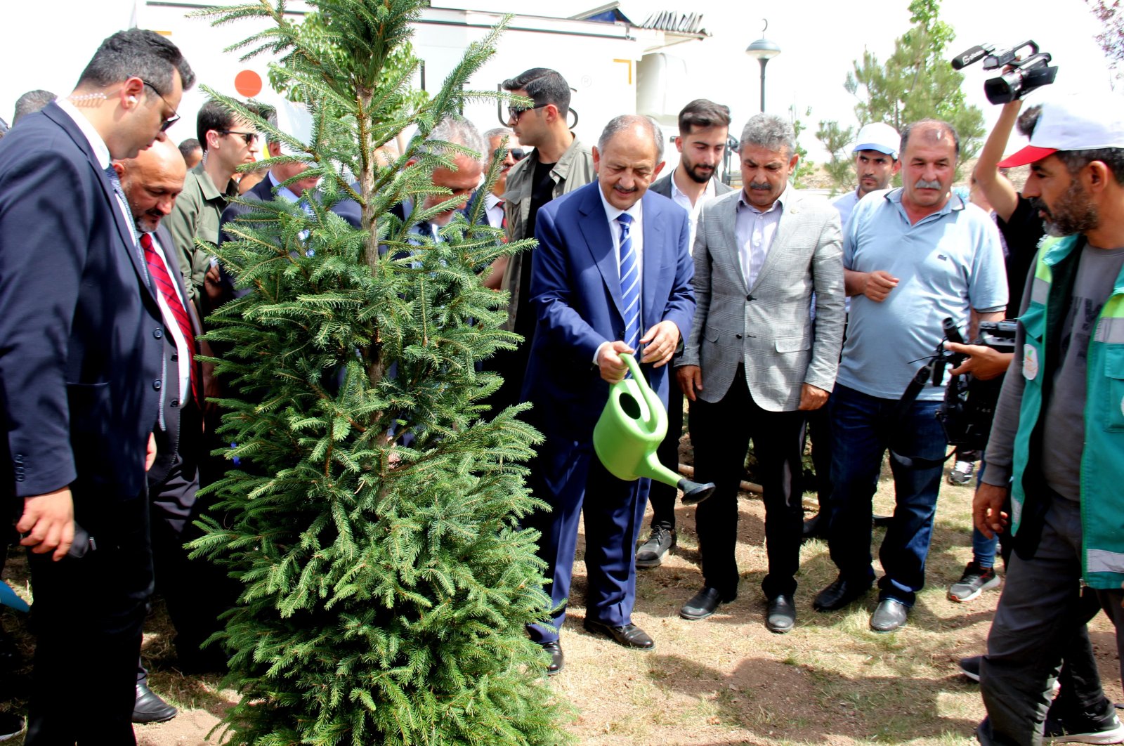 Environment, Urbanization and Climate Change Minister Mehmet Özhaseki (C) attends the sapling ceremony, Adıyaman, Türkiye, June 8, 2023. (IHA Photo)