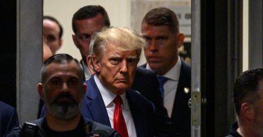 Former U.S. President Donald Trump makes his way inside the Manhattan Criminal Courthouse, New York, U.S., April 4, 2023. (AFP Photo)