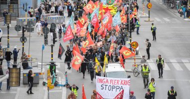 A pro-PKK rally against the NATO membership of Sweden, in Stockholm, Sweden, June 4, 2023. (AFP Photo)