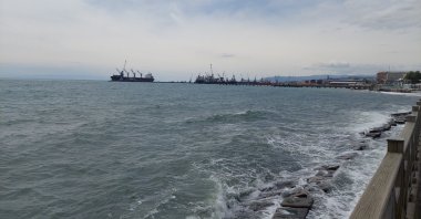 Ships anchor off the coast of the Marmara Sea in Tekirdağ, northwestern Türkiye, May 11, 2023. (IHA Photo)