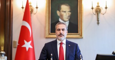 Foreign Minister Hakan Fidan at his office at the Foreign Ministry headquarters in Ankara, Türkiye, June 6, 2023. (DHA Photo)