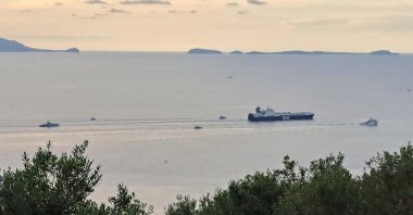 The Turkish merchant ship Galata Seaways in the waters off Capri, near Naples, Italy, June 9, 2023. (EPA Photo)