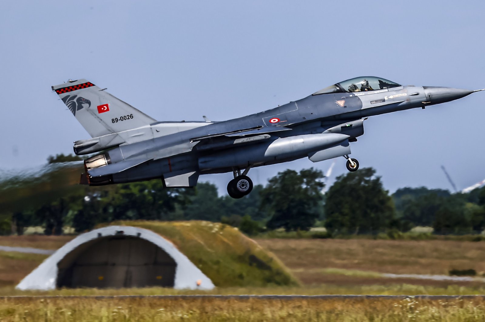 A Turkish Air Force F-16 takes off from the base of the 51 Tactical Air Wing Immelmann, during the NATO Air Defender 2023 exercise in Jagel, Germany, June 9, 2023. (EPA Photo)