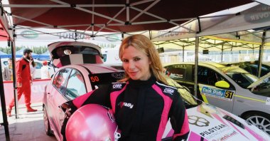 Turkiye's Burcu Çetinkaya poses for a photo at the 3rd leg of the Petrol Ofisi Maxima 2023 Turkish Rally Championship, Eskişehir, Türkiye, June 10, 2023. (AA Photo)