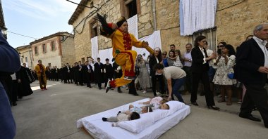 &quot;El Colacho&quot; is one of approximately 150 festivals recognized as a &quot;national cultural value&quot; in Spain, taking place every year during the second week of June, Oviedo, Spain, June 11, 2023. (AA Photo)