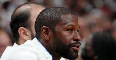 Floyd Mayweather Jr. attends Game 3 of the 2023 NBA Finals game between the Miami Heat and Denver Nuggets at Kaseya Center, Miami, U.S., June 7, 2023. (Reuters Photo)