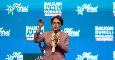 IP leader Meral Akşener, who fell out with former lawmakers, speaks at an event in Istanbul, Türkiye, May 26, 2023. (AA Photo) 