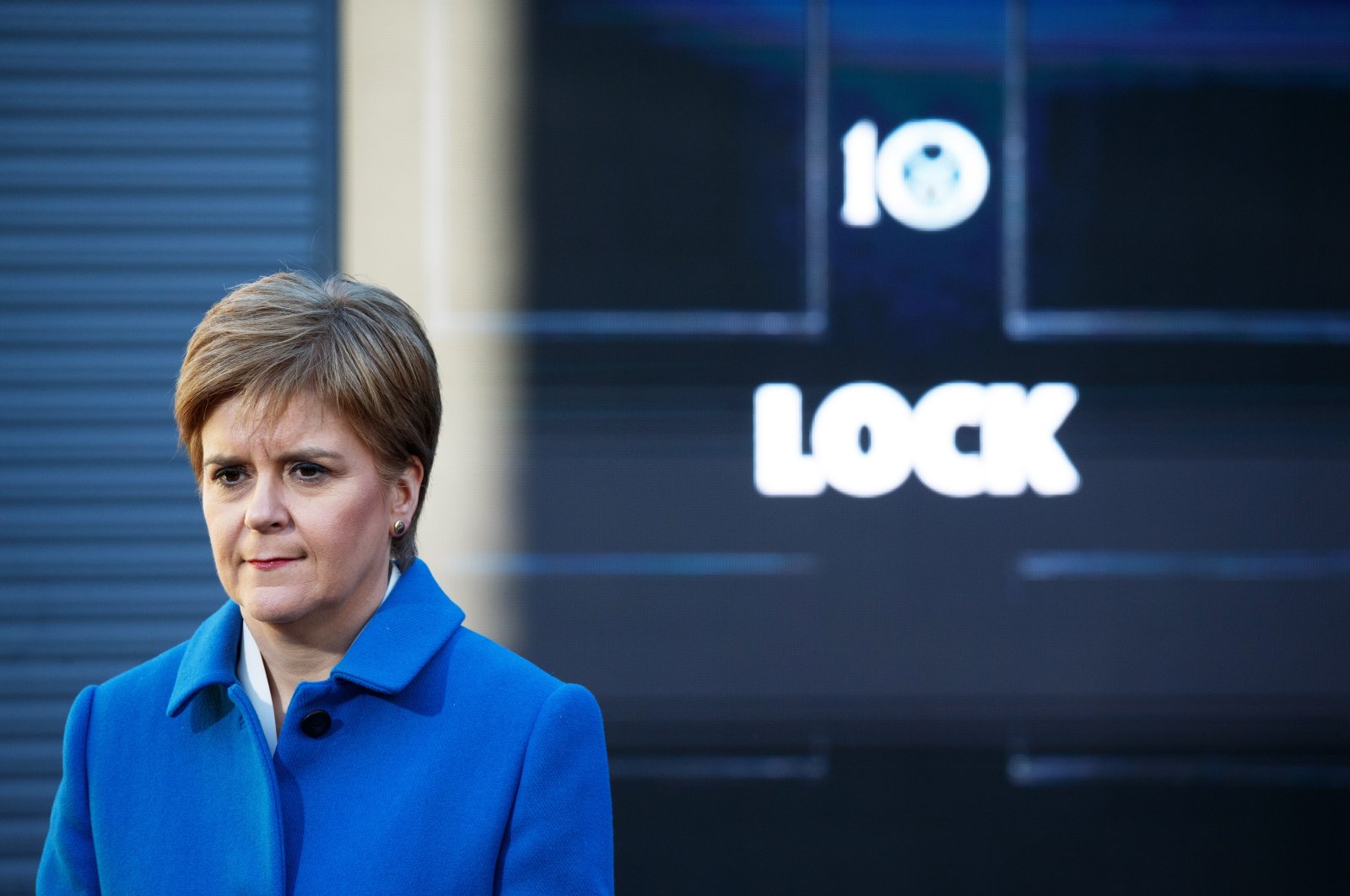 Former Scottish National Party (SNP) leader Nicola Sturgeon joins candidates on the campaign trail at Clarke Fire Services, Coatbridge, Lanarkshire, Scotland, U.K., Dec. 9, 2019. (EPA Photo)