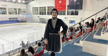 Turkish figure skater Müberra Çamaşırcı poses for a photo after an interview, Ankara, Türkiye, June 13, 2023. (AA Photo)