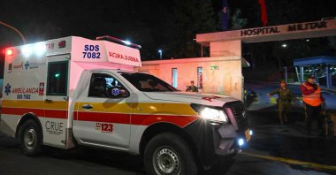An ambulance transporting one of the four Indigenous children who were found alive after being lost for 40 days in the Colombian Amazon forest following a plane crash, arrives at the Military Hospital in Bogota on June 10, 2023, after the four were flown to the Colombian capital. (AFP Photo)