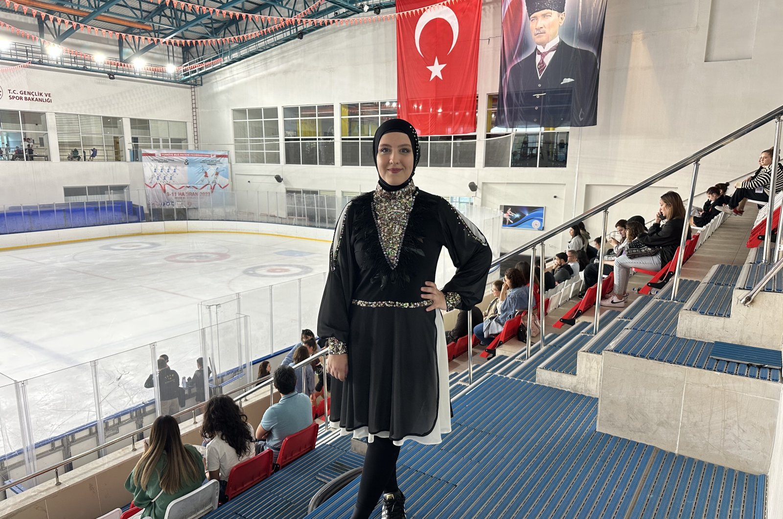 Turkish figure skater Müberra Çamaşırcı poses for a photo after an interview, Ankara, Türkiye, June 13, 2023. (AA Photo)
